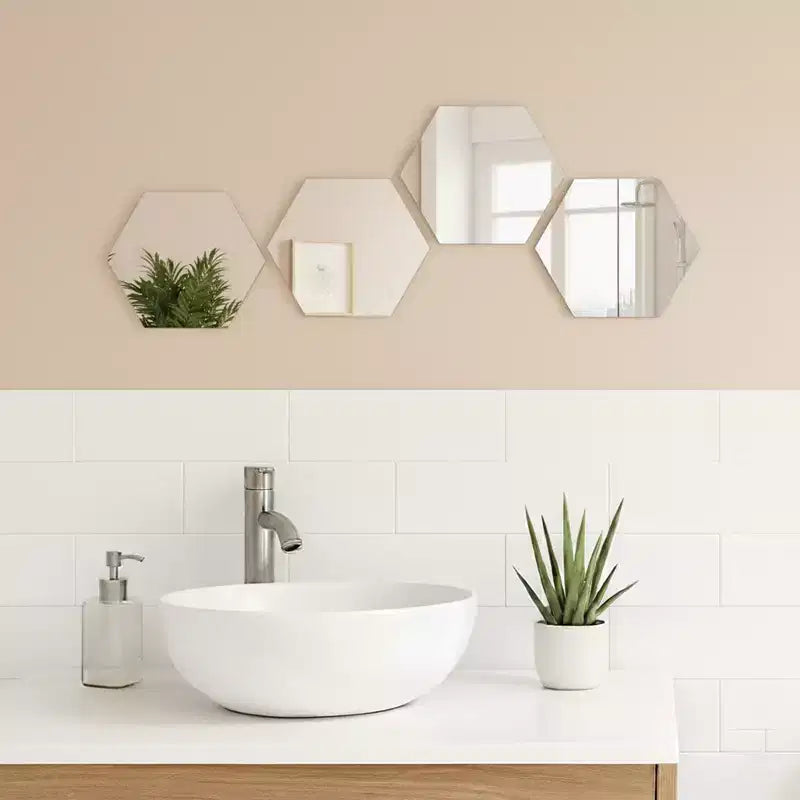 Set di 4 piccoli specchi decorativi autoadesivi - Disponibili in 8 forme uniche