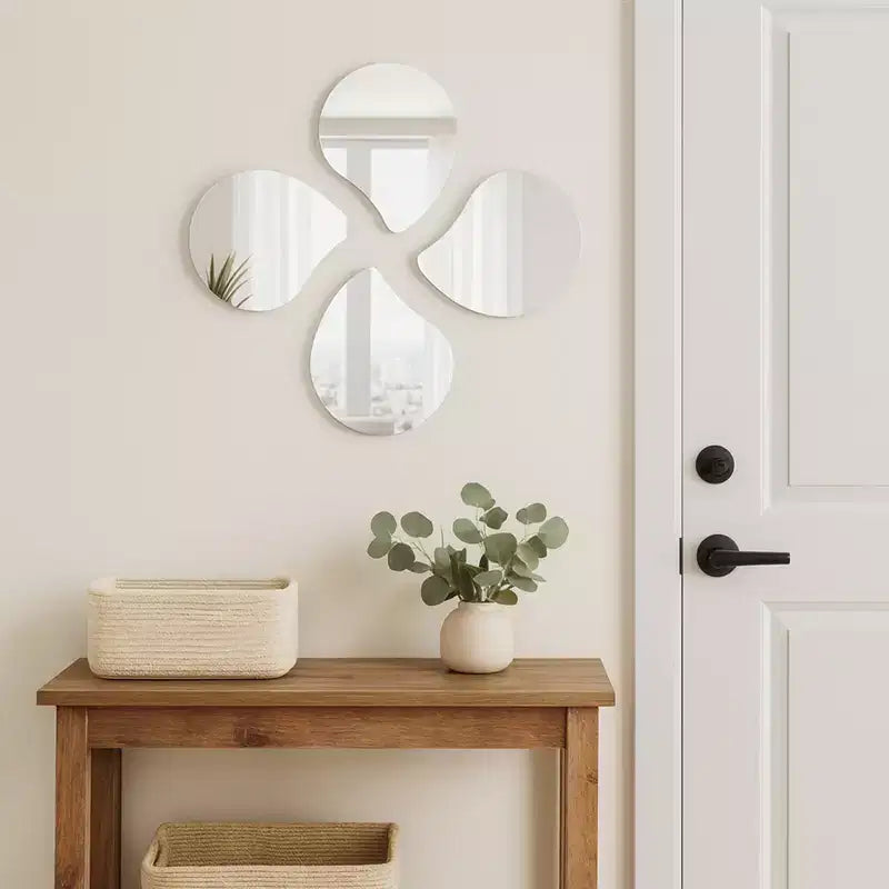 Set di 4 piccoli specchi decorativi autoadesivi - Disponibili in 8 forme uniche