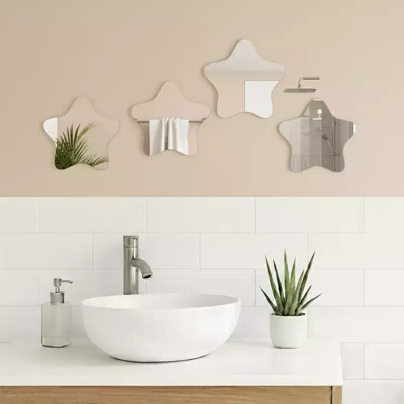 Set di 4 piccoli specchi decorativi autoadesivi - Disponibili in 8 forme uniche