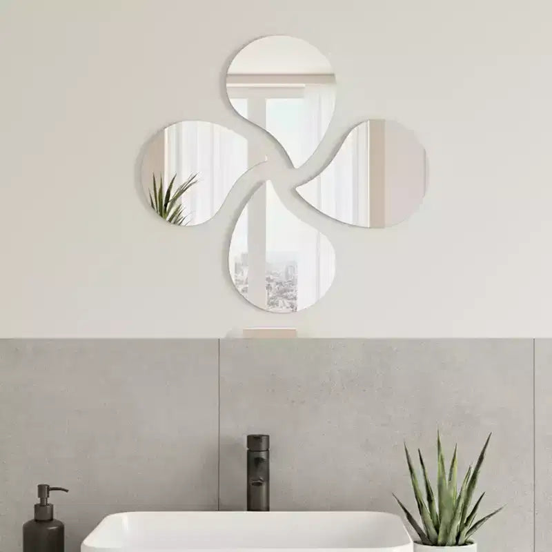 Evideco French Home Goods Set of 4 Small Self-Adhesive Decorative Mirrors  Available in 8 Unique Shapes