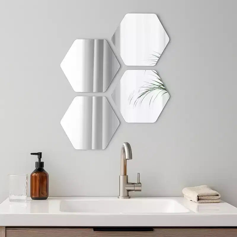 Set di 4 piccoli specchi decorativi autoadesivi - Disponibili in 8 forme uniche