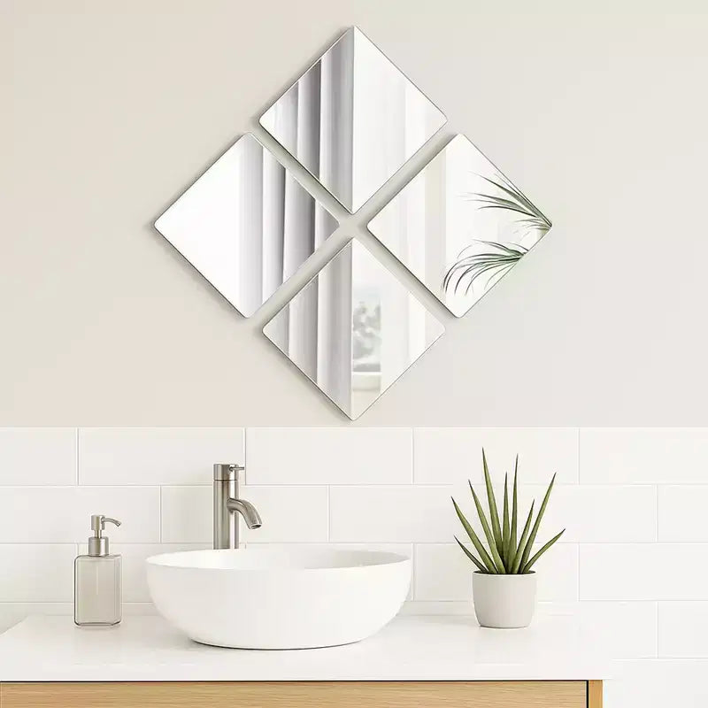 Set di 4 piccoli specchi decorativi autoadesivi - Disponibili in 8 forme uniche