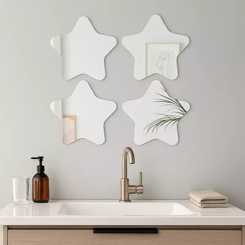 Set di 4 piccoli specchi decorativi autoadesivi - Disponibili in 8 forme uniche