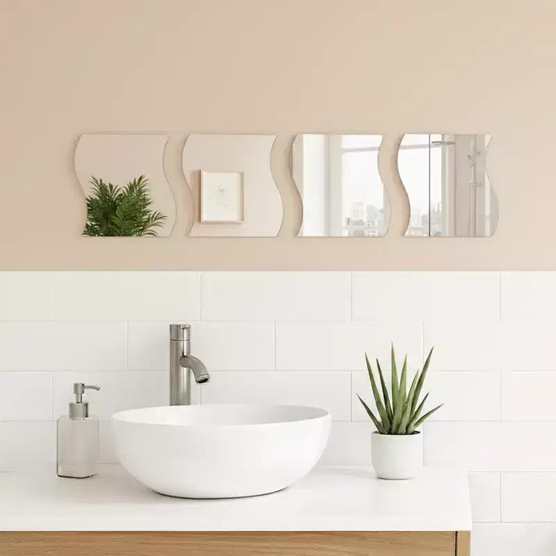 Set di 4 piccoli specchi decorativi autoadesivi - Disponibili in 8 forme uniche