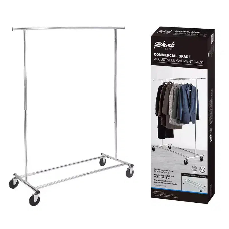 J&V TEXTILES Adjustable Rolling Garment Rack